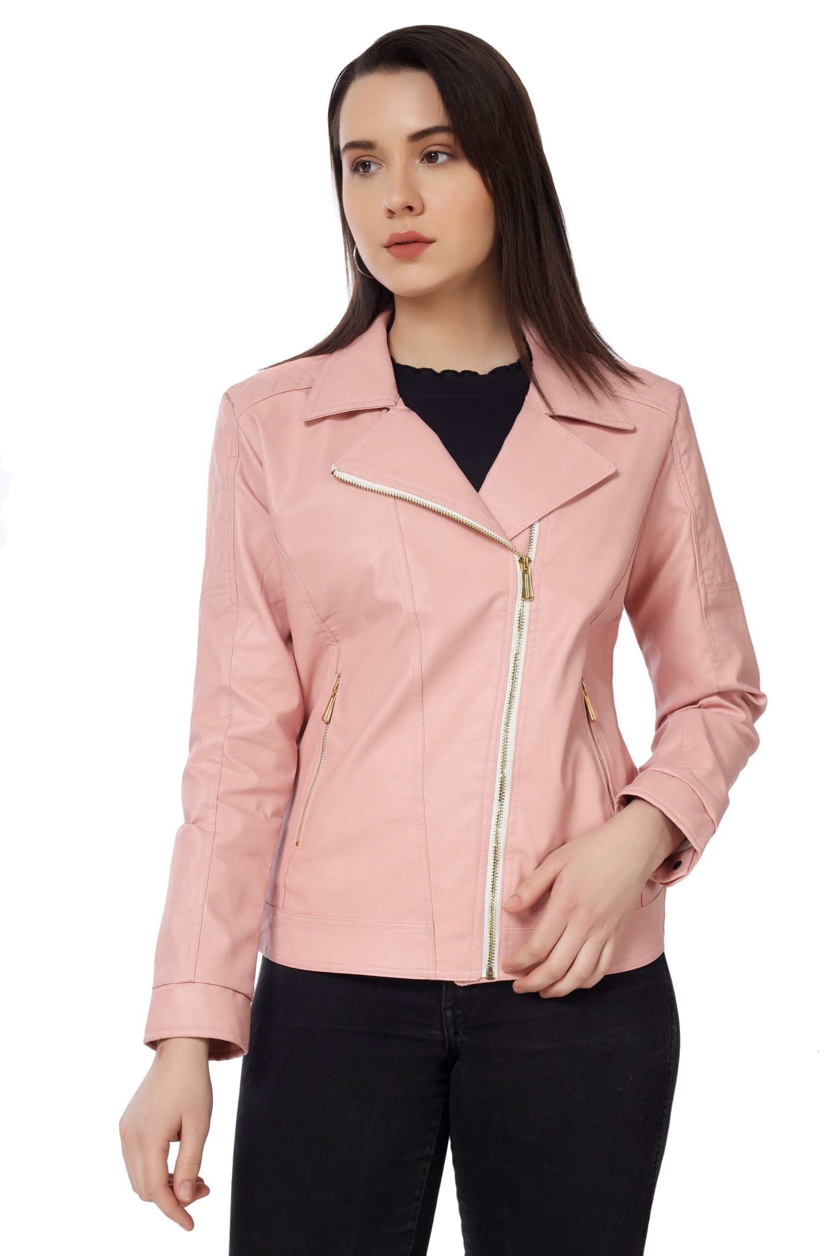 Moto Jacket of Women In Vegan Leather :- Charmshilp - Image 3