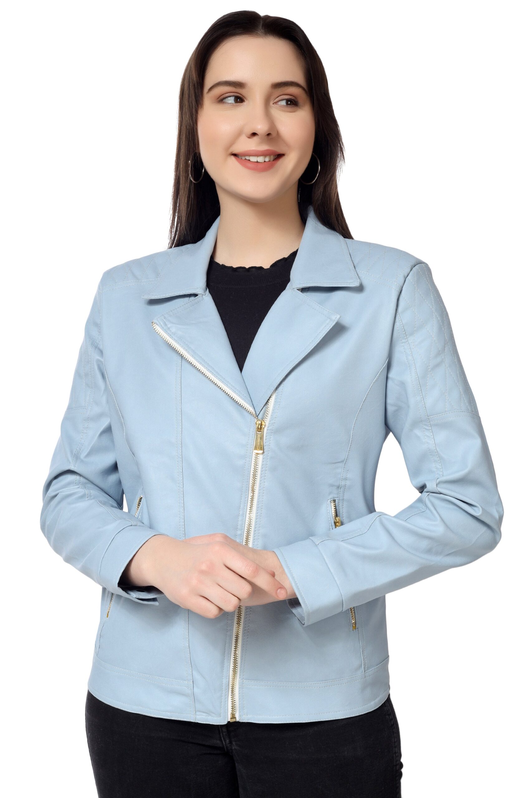 Moto Jacket of Women In Vegan Leather :- Charmshilp - Image 3