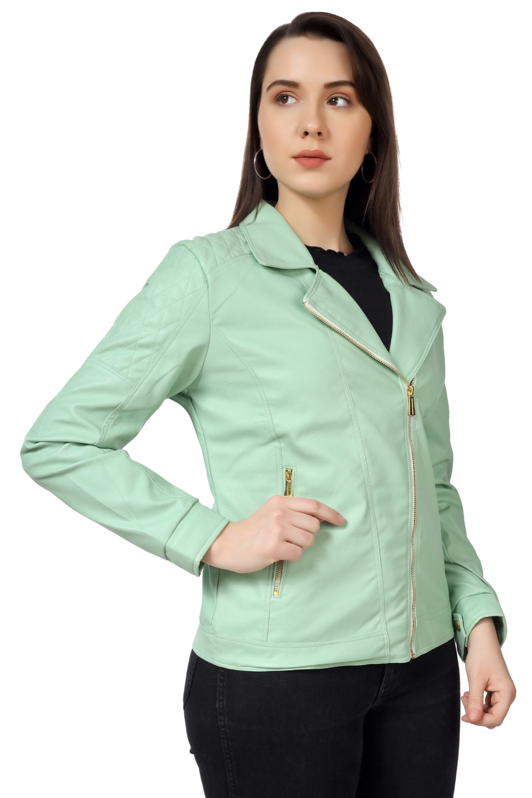 Women's Biker Jacket In Genuine Faux Leather :- Charmshilp - Image 5