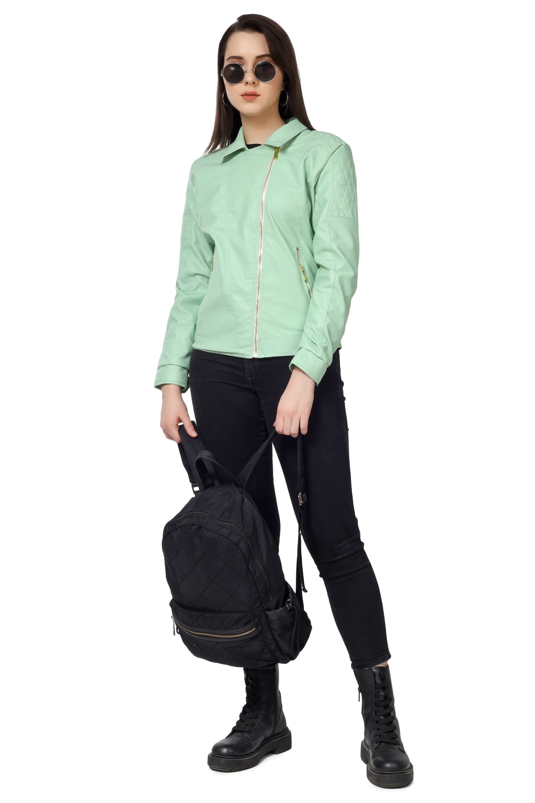 Women's Biker Jacket In Genuine Faux Leather :- Charmshilp - Image 3