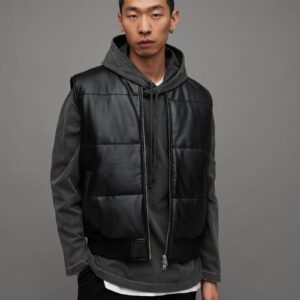 Sleeveless - Cut Sheepskin Leather Jacket (Bomber)