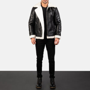 The Black Bomber Leather Jacket With Shearling Fur
