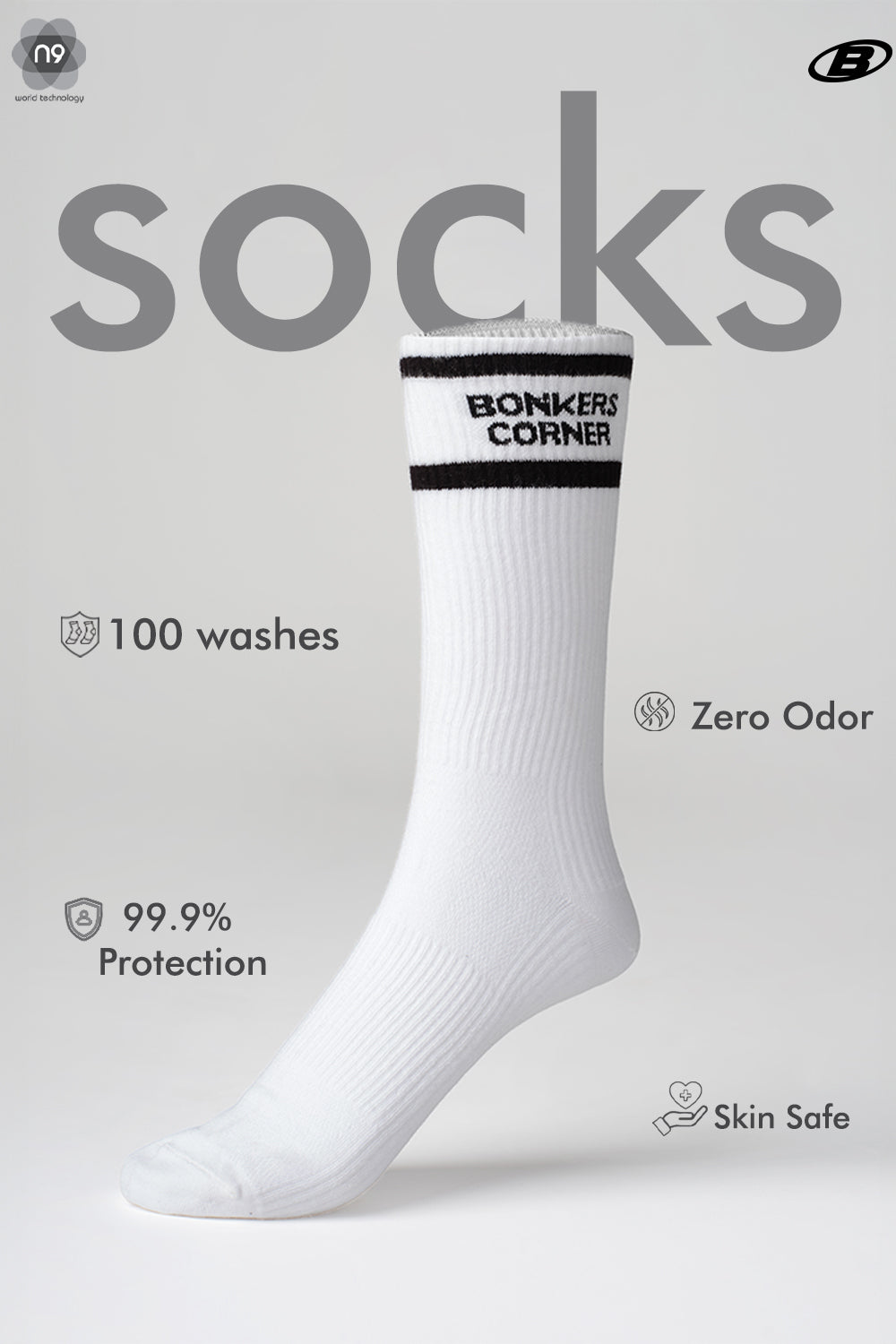 Bonkers Originals White Socks - Image 5
